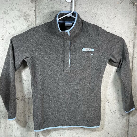 Columbia PFG 1/4 Snap Fleece Sweatshirt Gray Blue Womens Size Medium M - Picture 1 of 8